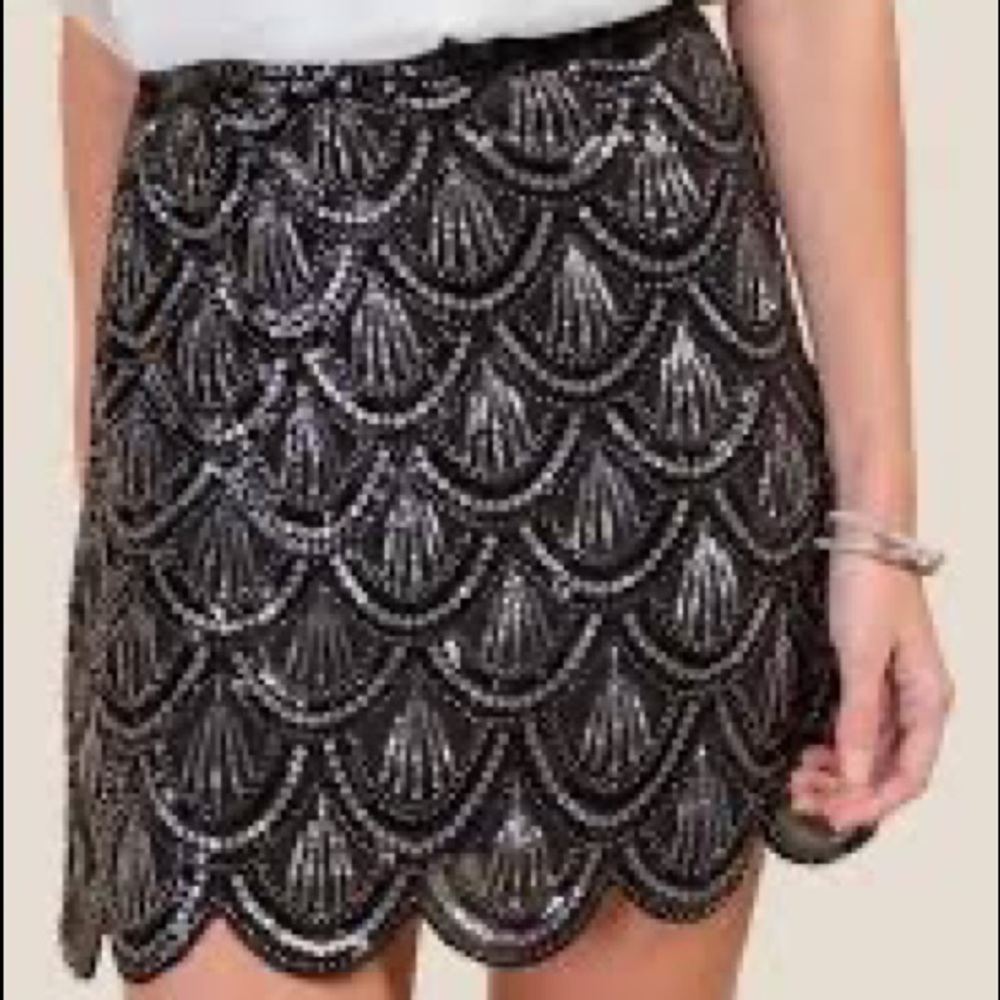 Francesca’s Scalloped Beaded Mini Skirt